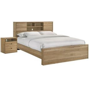 Vega Natural Oak Melamine Bookcase Bedroom Set