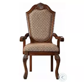 Chateau De Ville Fabric and Cherry Arm Chair Set of 2