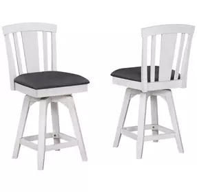 Summer Winds II Gray Fan Back Swivel Upholstered Counter Height Stool
