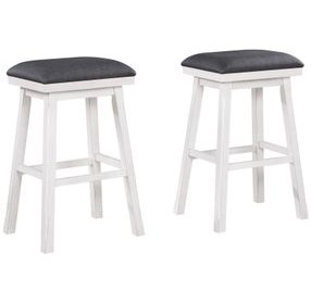 Summer Winds II Gray Upholstered Saddle Backless Barstool