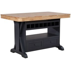 Autumn Winds Brown and Black 60" Rectangular Storage Kitchen Island