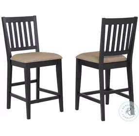 Autumn Winds Black Slat Back Counter Height Stool Set Of 2