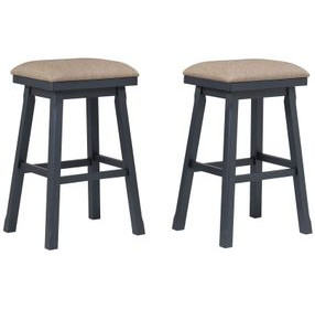 Autumn Winds Beige Upholstered Saddle Backless Barstool