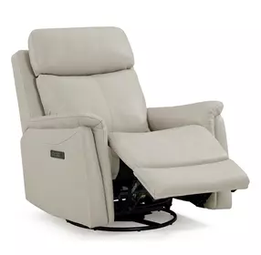 Rowland Aline Pristine Leather Triple Power Swivel Glider Recliner with USB Charging