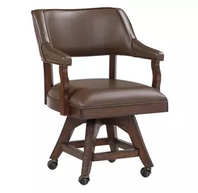 Gettysburg Dark Distressed Deluxe Swivel Game Chair with Casters