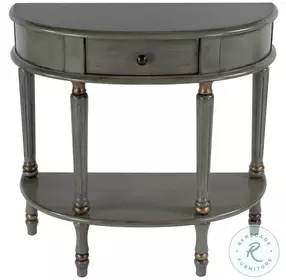 Mozart Royal Pastel Green 1 Drawer Demilune Console Table