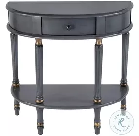 Mozart Royal Pastel Blue 1 Drawer Demilune Console Table