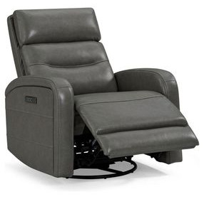 Ridgewell York Charcoal Leather Glider Power Recliner with USB Charging