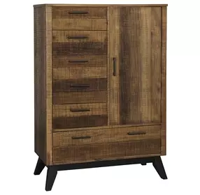 Urban Rustic Brushed Wheat and Black 6 Drawer Chifferobe