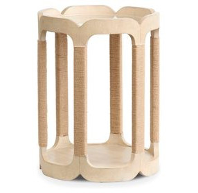 Sunset Cove Sanibel Brown Round Glass Top Drum Table