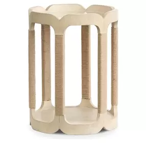 Sunset Cove Sanibel Brown Round Glass Top Drum Table