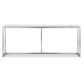 Isolde White and Brushed Nickel Rectangular Marble Top Sofa Table