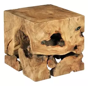 Hidden Treasures Light Stain Square Root Side Table