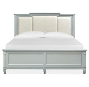 Glenbrook Pebble and Beige California King Upholstered Panel Bed