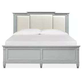 Glenbrook Pebble and Beige Queen Upholstered Panel Bed