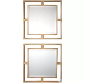 Xandor Lightly Antique Gold Leaf Mirror Set of 2