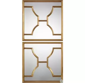 Misa Lightly Antique Gold Leaf Mirror Set of 2