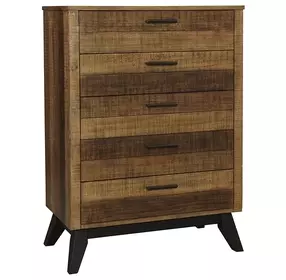 Urban Rustic Brushed Wheat 5 Drawer Storage Chest