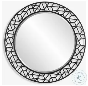 Montage Satin Black Round Mirror