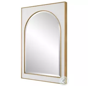 Crisanta Gloss White And Antiqued Gold Arch Mirror