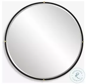 Bonded Matte Black Round Mirror