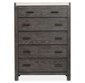 Plum Creek Ravenwood Black and White 5 Drawer Marble Top Chest