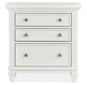 Harborwick White Dove White 3 Drawer Nightstand with USB Charging