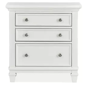 Harborwick White Dove White 3 Drawer Nightstand with USB Charging
