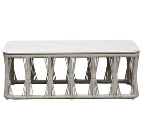 Alexa Outdoor Seating White Outdoor Rectangular Stone Top Coffee Table