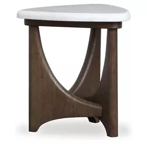 Elowen Vale Turkish Coffee and White Triangular Marble Top End Table