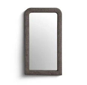 Heidi Espresso Upholstered Rectangular Floor Mirror