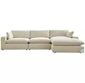 Elyza Linen Sectional with RAF Corner Chaise