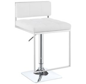 Alameda White And Chrome Adjustable Bar Stool