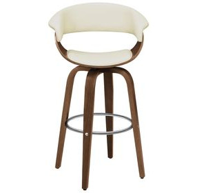 Zion Walnut And Ecru Upholstered Swivel Bar Stool