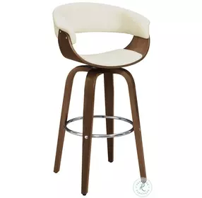 Zion Walnut And Ecru Upholstered Swivel Bar Stool