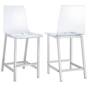 Juelia Chrome And Clear Acrylic Counter Height Stools Set of 2