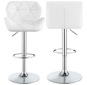 Berrington Chrome And White Adjustable Bar Stool Set of 2