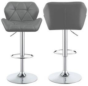 Berrington Chrome And Grey Adjustable Bar Stool Set of 2