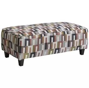 Amos Dusk White and Brown Upholstered Rectangular Cocktail Ottoman
