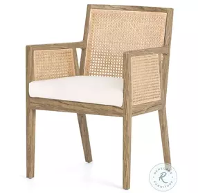 Antonia Savile Flax And Toasted Parawood Performance Fabric Dining Arm Chair
