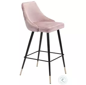Piccolo Pink Velvet Bar Stool
