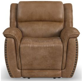 Beau Silt Tan Zero Gravity Power Recliner with USB Charging and Nailhead Trim