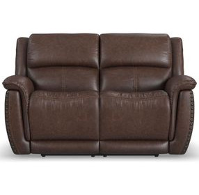 Beau Dark Sable Brown 65" Zero Gravity Power Reclining Loveseat with USB Charging and Nailhead Trim