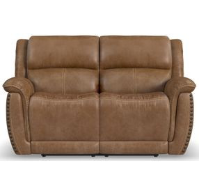 Beau Silt Tan 65" Zero Gravity Power Reclining Loveseat with USB Charging and Nailhead Trim