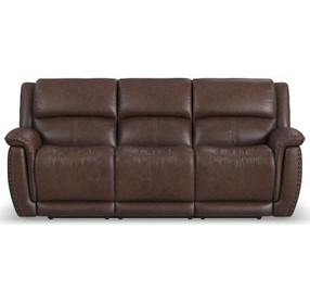 Beau Dark Sable Brown 89" Zero Gravity Power Reclining Sofa with USB Charging and Nailhead Trim