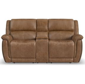 Beau Silt Tan 78" Zero Gravity Power Reclining Loveseat with USB Charging and Nailhead Trim