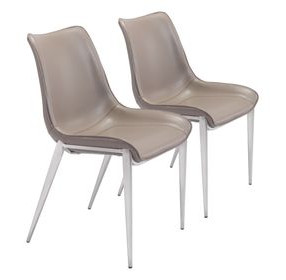 Magnus Gray And Brushed Stainless Steel Dining Chair Set Of 2