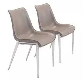 Magnus Gray And Brushed Stainless Steel Dining Chair Set Of 2