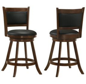 Broxton Chestnut And Black Upholstered Swivel Counter Height Stool Set of 2