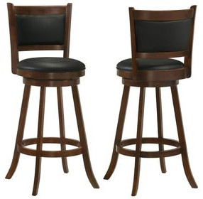 Broxton Chestnut And Black Upholstered Swivel Bar Stool Set of 2